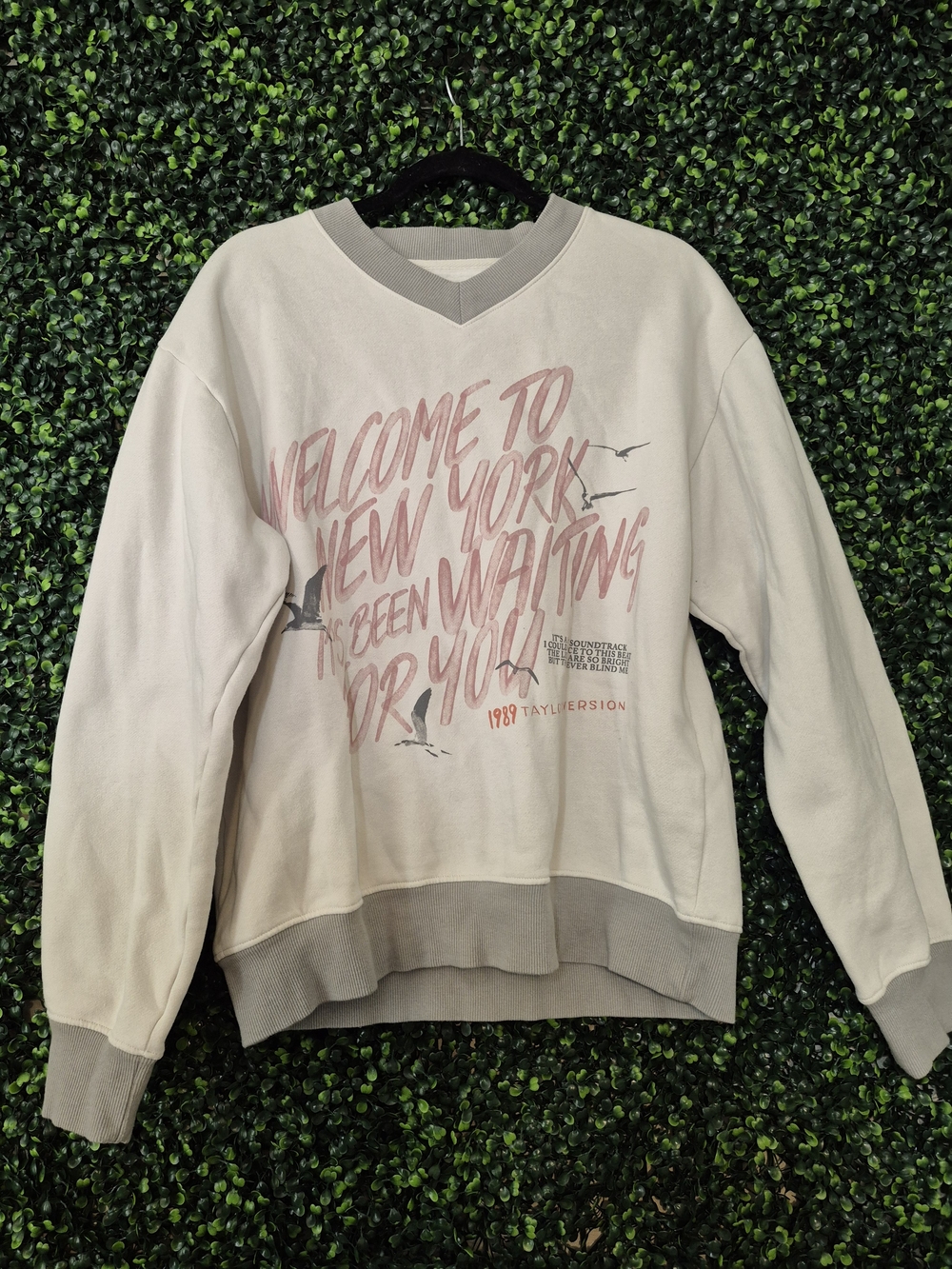 Taylor Swift Cream Crewneck Sweatshirt with Pink Script